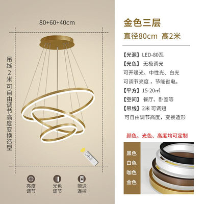 HJFA Living Room Chandelier Modern Simple Light Luxury Duplex Staircase Hall Golden Circle Circular