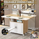 Foldable Dining Table Movable Dining Table Set Pulley Rectangular Multifunctional 4-person 6-person