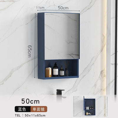 K.T Bathroom Mirror Cabinet Wall Mounted Aluminum Alloy Toilet Storage Box with Towel Rack Shelf