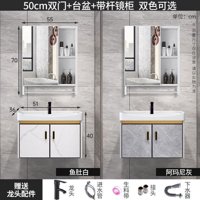 K.T Aluminum Alloy Mirror Cabinet Bathroom Cabinet Combination Small Cabinet Bathroom Integrated