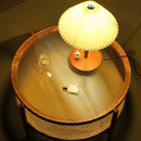 Solid Wood Small Round Table Japanese Style Living Room Rattan Round Glass Coffee Table——japanese