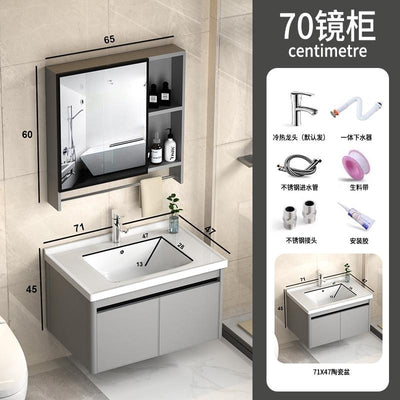 PYGH Italian Slate Bathroom Cabinet Thickened Aluminum Alloy Bathroom Vanity Cabinet Bathroom Smart