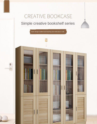 SENBIJU Bookshelf Modern Shelf Living Room Cabinet Glass Door Locker Simple Bookcase Free