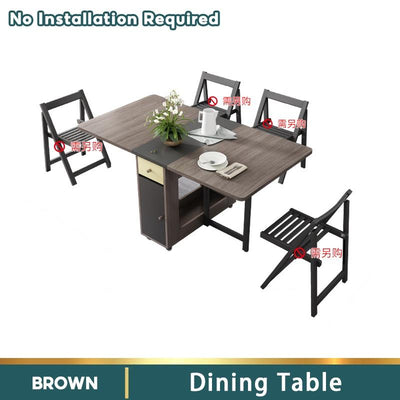 HQ Nordic Multifunctional Folding Dining Table And Chair Combination Modern Minimalist Family Home