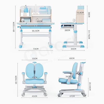 Ergonomic Kids Study Table Children Kids Table and Chair Set, Height Adjustable Student Study Table