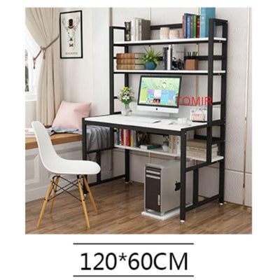 Multifunctional Study Table Laptop Table Home Office Desk with Bookshelf Storage Rack Display Shelf