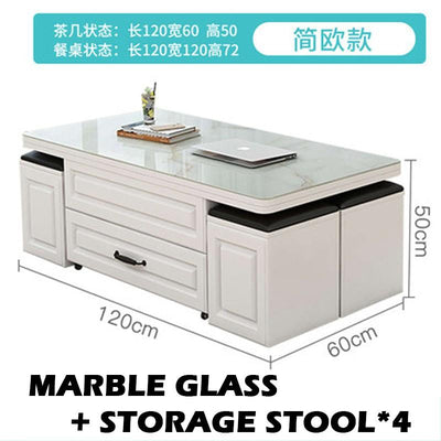 Foldable Dining Table Marble Table Top Small Apartment Home Retractable Coffee Table Folding Table