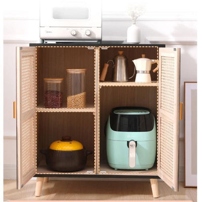 GC Kitchen Cabinet Storage Rattan Cabinet Solid Wood Household Wall Integrated Rattan Cabinet