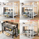 HOPMY Iron Bed Loft Bed Apartment Combination Bed Iron Single Apartment Small-family Loft Pavilion