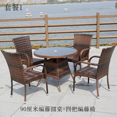 Baojing outdoor tables and chairs with umbrella courtyard leisure furniture garden iron balcony