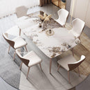 Luxurious Light Rock Plate Table Chair Set Modern Rectangular Dining Table