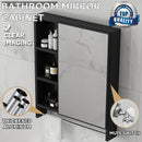 K.T Bathroom Mirror Cabinet Wall Mounted Aluminum Alloy Toilet Storage Box with Towel Rack Shelf