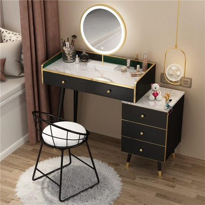 Nordic Dressing Table With Mirror Light Luxury Style Make Up Table Bedroom Storage Cabinet