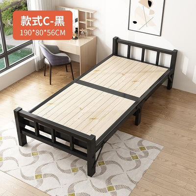 Gs Solid Wooden Foldable Bed Single Bed Frame 1.2m Household Simple Double Nap Pine Iron Frame