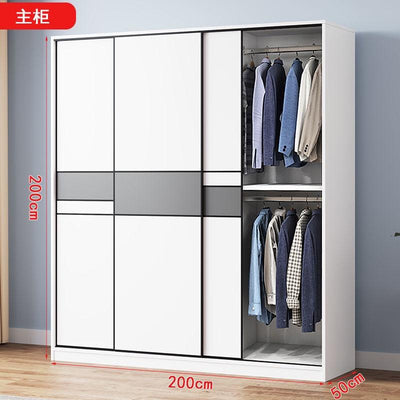 Modern Minimalist Wardrobe Home Bedroom Sliding Door Locker Large Capacity Solid Wood