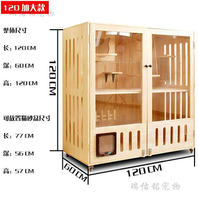 Cat Villa Cat House Pet Villa Four Seasons Universal Solid Wood Nest Closed Luxury Apartment