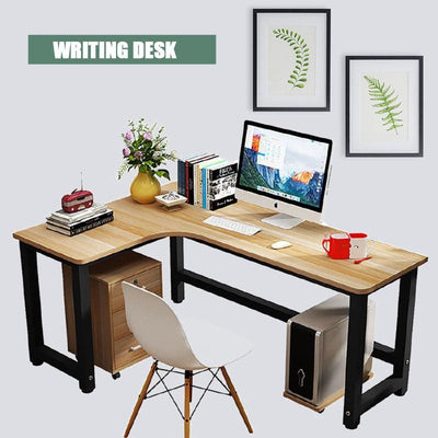 Computer table L-shaped desk space saving corner table solid wood writing desk study table