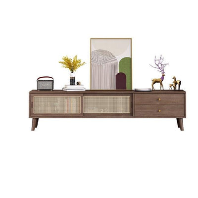 GH Tv Console Cabinet Solid Wood Coffee Table Rattan Storage Cabinet Combination Living Room Nordic