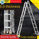 Baffen Telescopic Multi-functional Thickened Aluminum Alloy Folding Household Herringbone Ladder