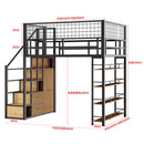 Wrought Iron Loft Bed Elevated Bed Space-saving Home Iron Frame Bed