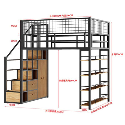 AUSITUR Wrought Iron Loft Bed Elevated Bed Space-saving Home Iron Frame Bed