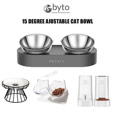 Byto Cat Bowl Adjustable Pet Raised Bowl Stainless Steel Pet Food And Water Bowls For Dog Puppy