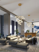 HJFA Living Room Chandelier Modern Simple Light Luxury Duplex Staircase Hall Golden Circle Circular