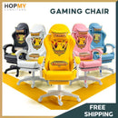 Gaming Chair Ergonomic High Pikachu Computer chair with Retractible Footrest PU Leather Back