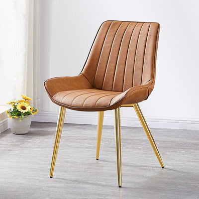 DF Upgrade Dining Chair With Gold Legs Waterproof Leather Nordic Chair Home Back Stool