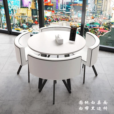 (MUWU) Simple Negotiation Stoic Table and Chair Combination 4 People Leisure Creative Reception Net