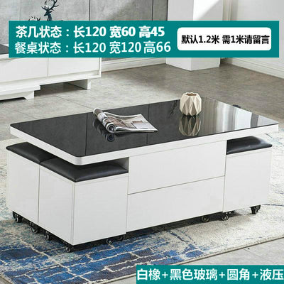 Lifting Modern Simple Small Family Folding Retractable Storage Pyrophyllite Coffee Table Dual