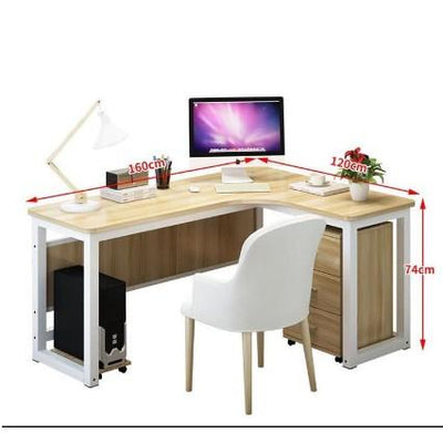 Simple Modern Corner Office Desk Home Desktop table Steel And Wood Computer study desk L-shaped