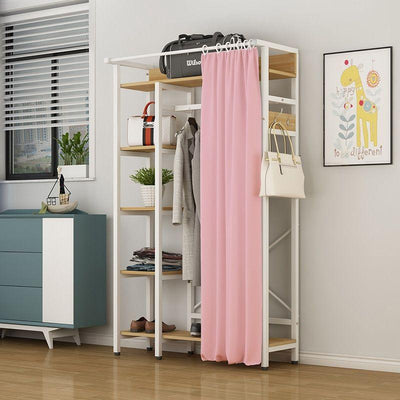 Clothes Rack Shoe Curtain With Family Clothes Rack Plus Wide Wardrobe Bedroom Multi-functional