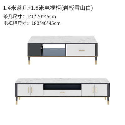 Marble Coffee Table Tv Cabinet Combination Small Family Coffee Table with Lock