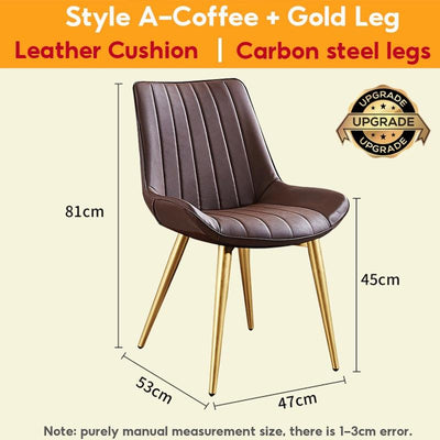 DF New Dining Chair Nordic Dining Chair Waterproof Leather Gold Dining Chair Home Iron Art Chair