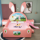 ON SALE🔥🔥Children's Bed Girl Princess Bed With Guardrail Slide Solid Wood Soft Blue Pink Cartoon