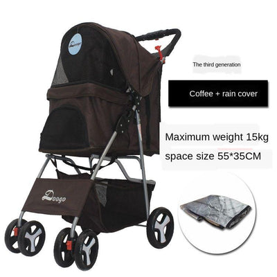 Foldable Pet Stroller Dog Detachable Cart with 4 Wheels