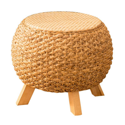 Rattan-made Low Balcony Bench Sofa Straw-made Household Seat Pier Small Round Stool Tatami Chair