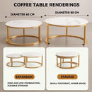 2 In 1 Nordic Coffee Table Modern Light Luxury Round Side Table Set Living Room Sofa Tea Table