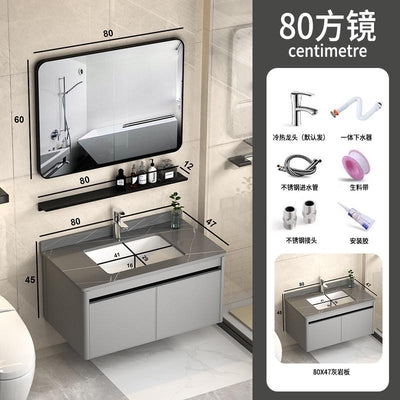 PYGH Italian Slate Bathroom Cabinet Thickened Aluminum Alloy Bathroom Vanity Cabinet Bathroom Smart