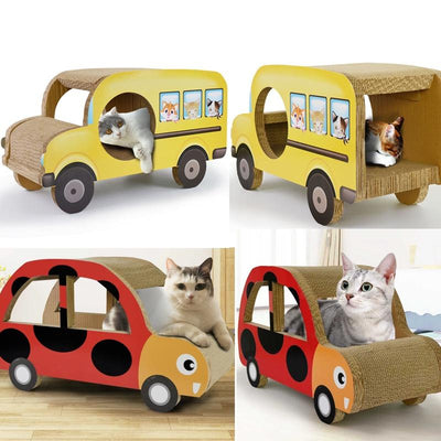 BOUSSAC Cat Scratch Board Car-Shaped Scratcher Corrugated Paper Cat Claw Toy Cat Scratching Board