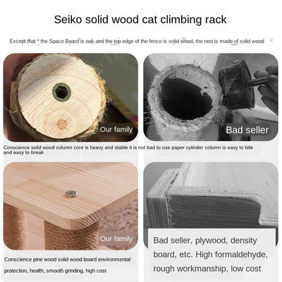 Rack Wood Large Climbing Solid Nest Integrated Villa Tree House Cat Tower Platform