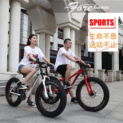 Mountain Bicycle Adult Off-roader Beach Snow Bike 4.0 Tire Male and Female Student Variable Speed