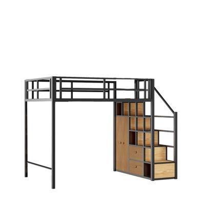 AUSITUR Wrought Iron Loft Bed Elevated Bed Space-saving Home Iron Frame Bed