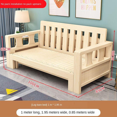 Solid Wood Sofa Bed Multifunctional Sofa Bed Simple Retractable Bed