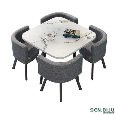 SENBIJU Nordic Dining Table Simple Combination Set With 4 Dining Chairs Family Sales Office