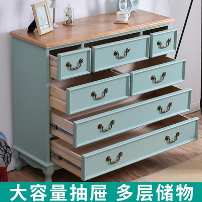 (MUWU) Solid Wood Simple Modern Storage Cabinet Drawer Living Room Locker Bedroom American Chest of