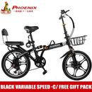 Phoenix Foldable Bicycle 7-speed Variable Speed Folding Bike High Carbon Steel Double Disc Brake