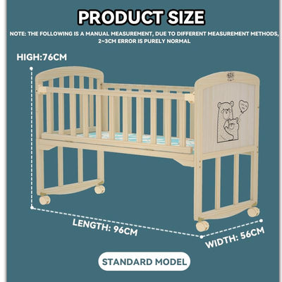 HOOOPET Baby Cot Baby Bed Multifunctional Solid Wood Baby Rocker Unpainted Children's Bed Small Bed