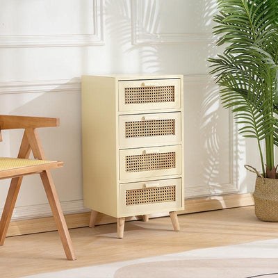 Koala Solid Wood Rattan Storage Cabinet Home Chest Of Drawers Bedroom Bedside Table Japanese Locker